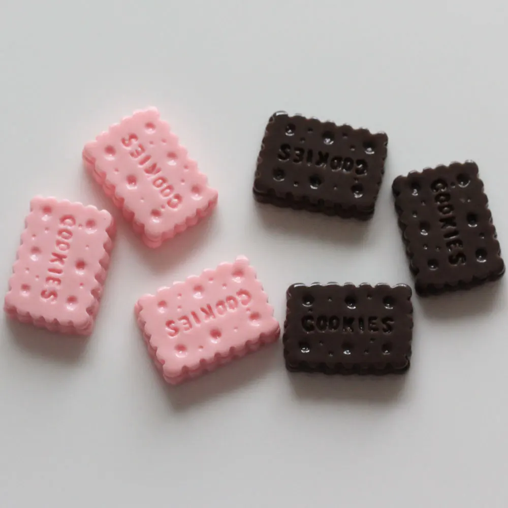 Artesanía de resina Kawaii para manualidades, cabujones de imitación de comida, Chocolate, galletas, reverso plano, para teléfono, decoración artesanal