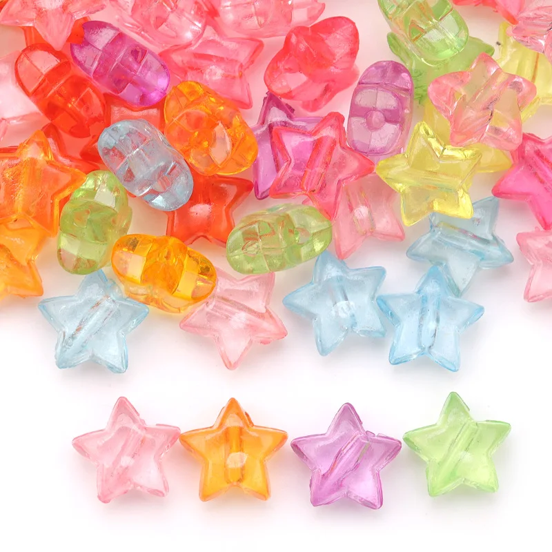 50pcs/Lot Acrylic Irregular Star Spaced Beads  For Jewelry Making DIY for Kids Woman Puzzle Handmade Charms Bracelet