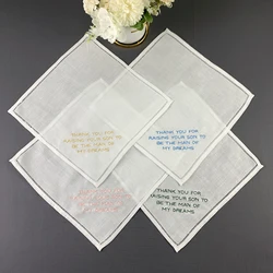 Conjunto de 12 moda lenço de casamento personalizado 10x10-inch linho hemstitch hankie para qualquer cerimônia de casamento ou evento especial