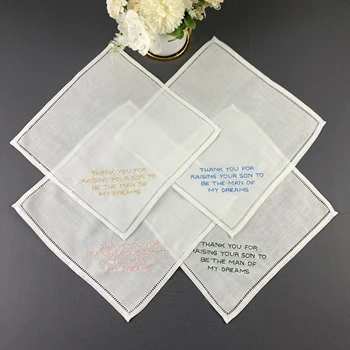 セット 12 のファッションパーソナライズされた結婚式ハンカチ 10x10-inch リネンヘムステッチハンカチ任意の結婚式や特別なイベント
