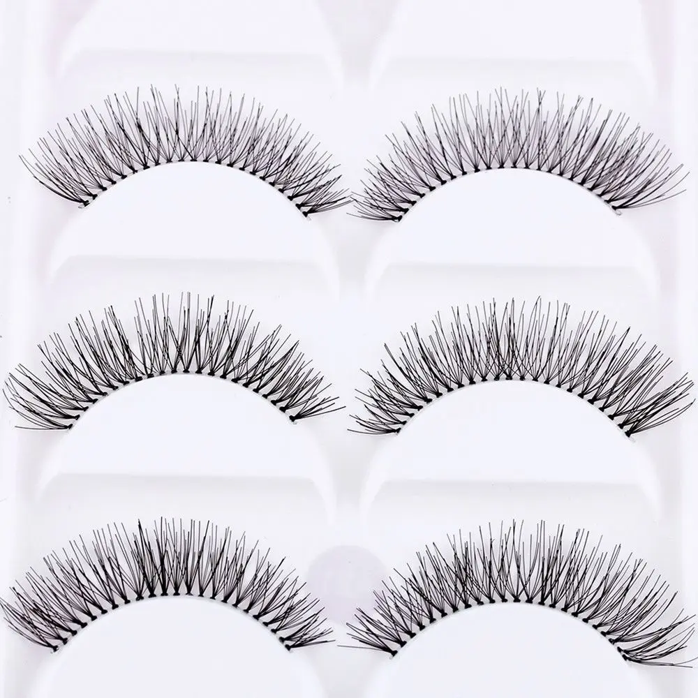 5 Pairs Makeup Natural Cross Handmade Black Eye Lashes Extension False  Eyelashes