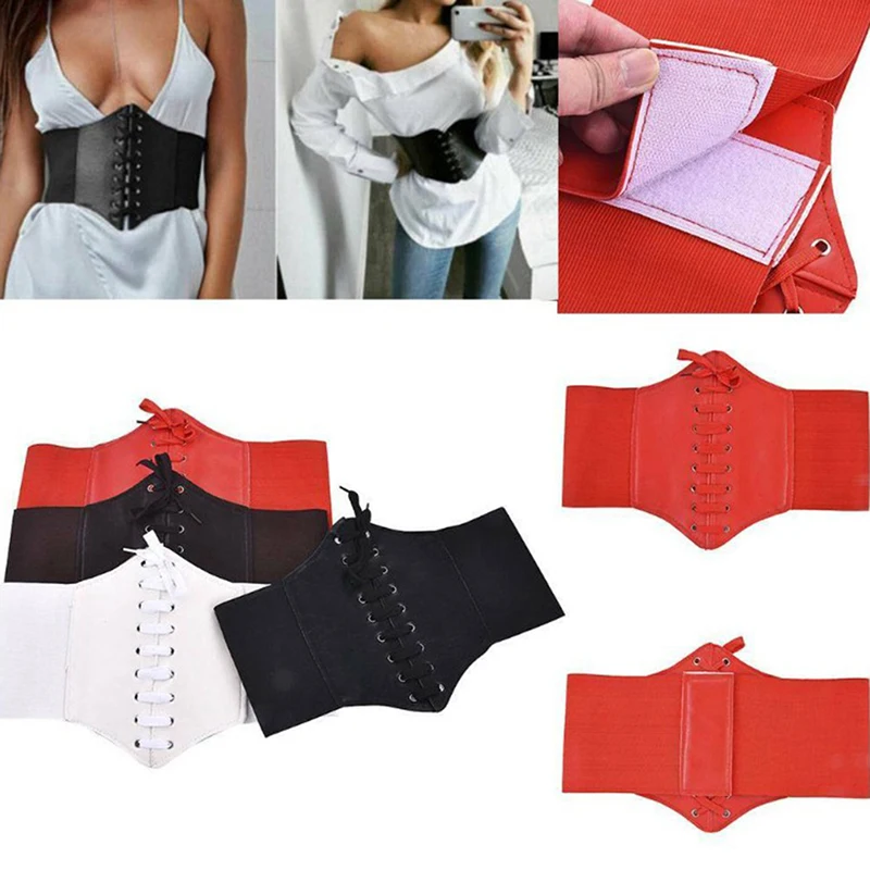 Fashion Corset Wide Belt Pu Leather Slimming Body Belts For Women Elastic Waist Belt Adjustable Dress Waistband