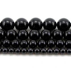 Natural Black Tourmaline AAA Quality Loose Stone Beads 4/6/8/10MM 15Inch For Jewerly DIY Making Bracelet Necklace