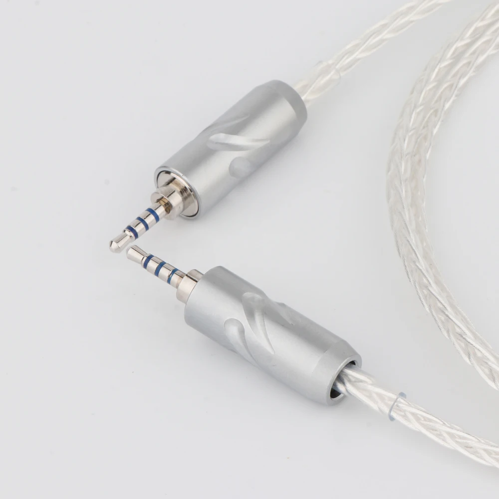 Fone de ouvido de áudio hifi prata pura 2.5mm a 2.5mm plugue balanceado cabo de áudio atualização fone de ouvido cabo de fio de celular