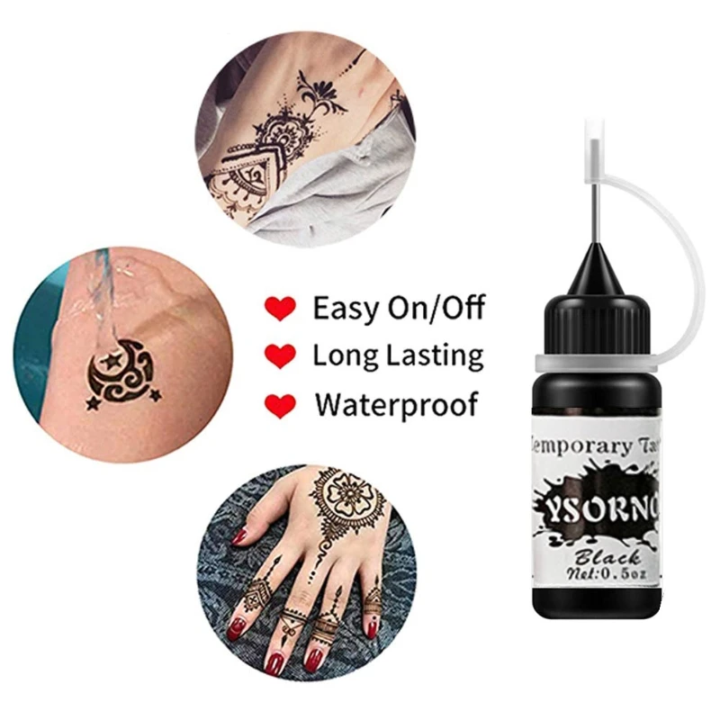 Kit de tatuagens temporárias 4 garrafas semi permanente tinta à mão livre com adesivo estênceis conjunto pasta diy tatuagens temp para crianças