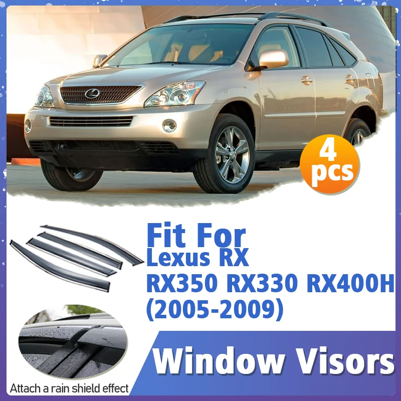 Window Visor Guard for Lexus RX RX350 RX330 RX400H 2005-2009 4pcs Vent Cover Trim Awnings Shelters Protection Sun Rain Deflector