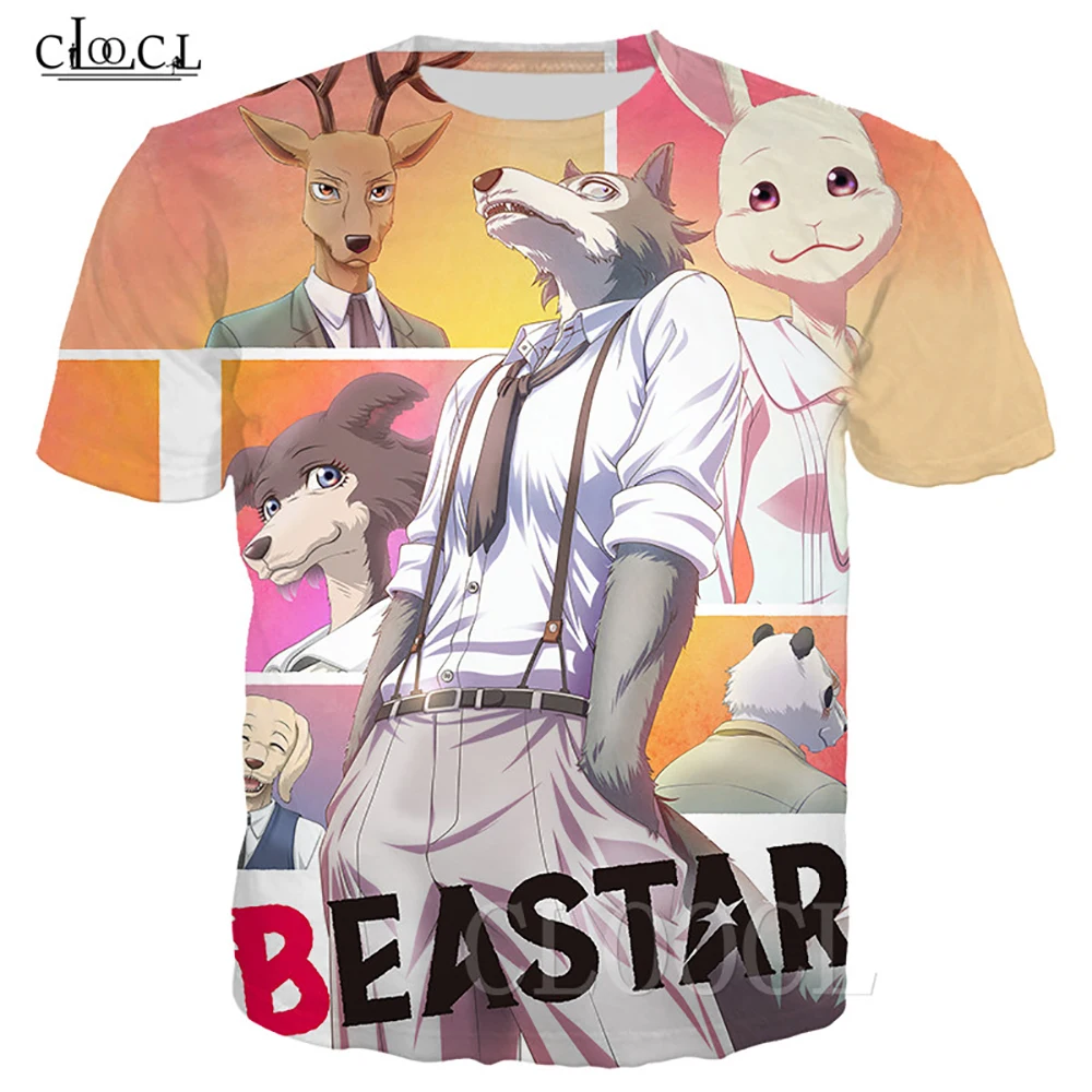 HX Cartoon Anime Men T-shirts Beastar 3D Printed Anime Clothing Women Short Sleeve Tees Casual Pullover Shirts S-7XL