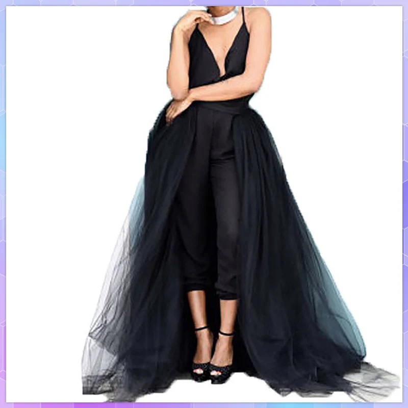 Women Black Dovetail Long fluffy Tulle Tutu Bride Sexy Floor Length Long Maxi Tutu Skirts Dress High Waist Mesh Maxi Skirt