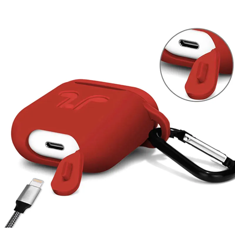 Custodia morbida in Silicone Anti-smarrimento per AirPods 1 2 custodie per auricolari con copertura a gancio borse per scatola di ricarica compatibili con Bluetooth Wireless