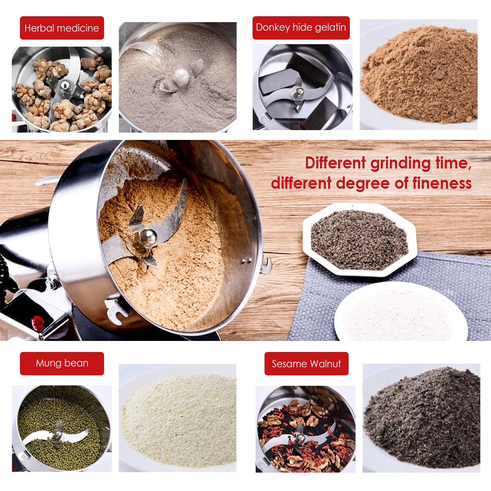 Electric Grain Grinder Mill High-power Powerful Motor Household Electric Stainless Steel Grain Grinder Food Grinder