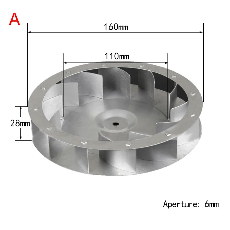 Centrifugal Vane Motor Blades Fan Impeller shaft aluminum blower fan small blade wheel Multivane impeller