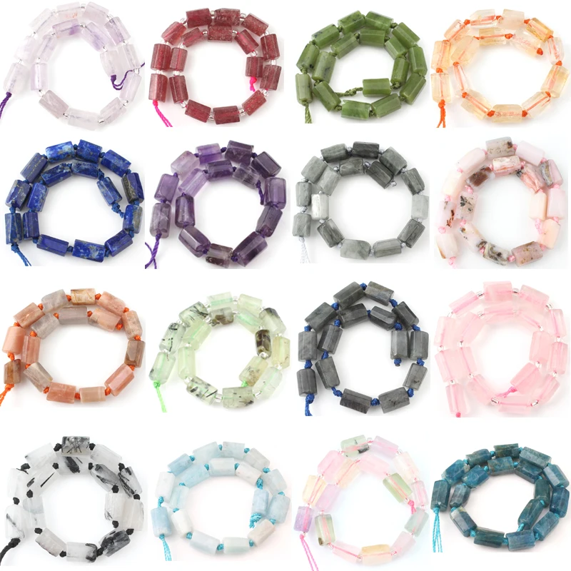 6x10mm Natural Lapis Lazuli Quartz Apatite Stone Beads Cylinder Loose Spacer Beads For Jewelry Making DIY Bracelet 7.5\