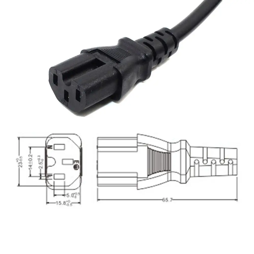 IEC 320 C14 To C15 PDU UPS Male To Female Power Cord 0.5m/1.5m/2m Extension Cable 3G1.5 Durable Copper Line