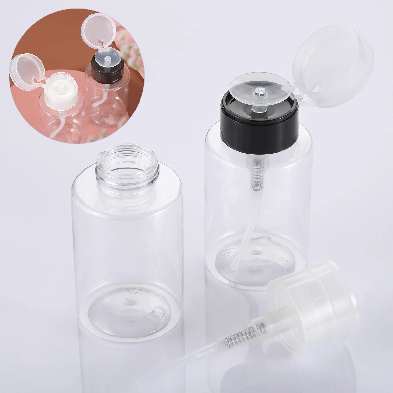 1pc 160ML Nail Polish Remover Bottle Alcohol Liquid Press Pumping Dispenser Nail Art Gel Clear Empty Storage Container Spray Pot