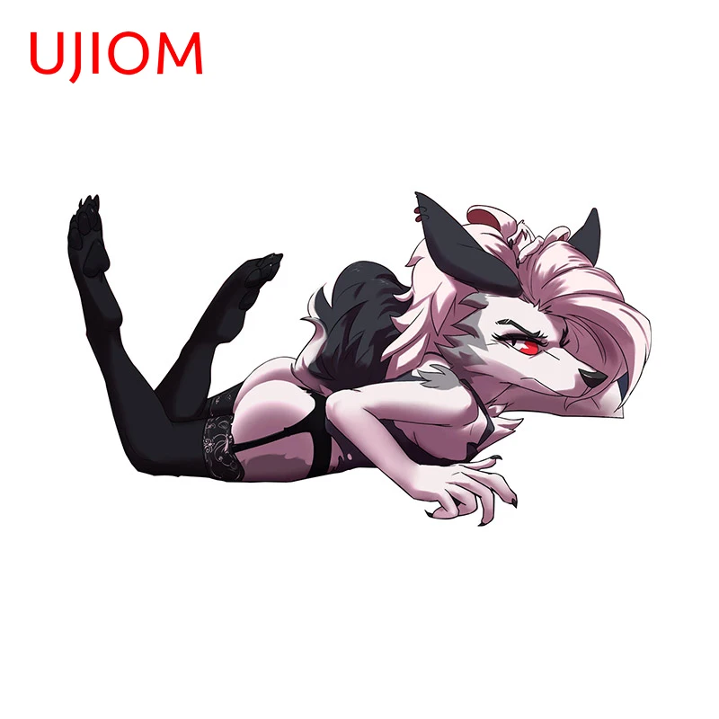 UJIOM Helluva Boss Loona Furry Stockings Wolf Female Wall Stickers Bedroom Cartoon Sexy Decals Waterproof Living Room Decoration