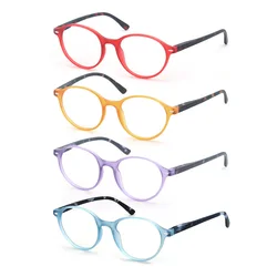 Women Reading Glasses Colorful Round Classic Readers Comfort Sprinng Hinge Lightweight Presbyopic (Red/Blue/Purple/Orange)