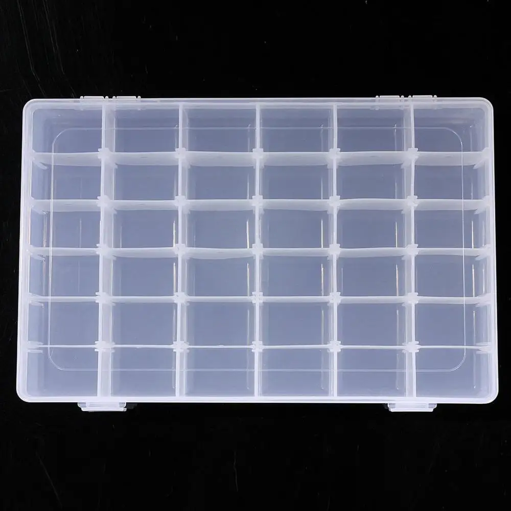 1Pcs Vierkante Doorzichtige Plastic Opbergdoos Case 36 Slot Verstelbare Voor Pils Sieraden Kralen Oorbel Case Organizer