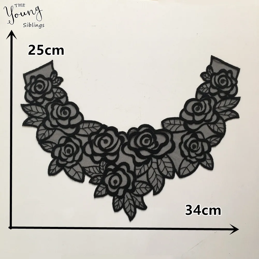 New arrive Black Organza Fabric Lace collar Embroidery Dress Applique  Sewing DIY Lace Neckline Decorate Accessories Supplies