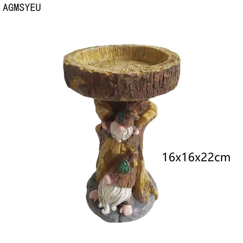 AGMSYEU Creative Outdoor Courtyard Feeder Decoration Resin Crafts Lawn Feeding Bird Drinker Home Garden Accessories Hand Carved