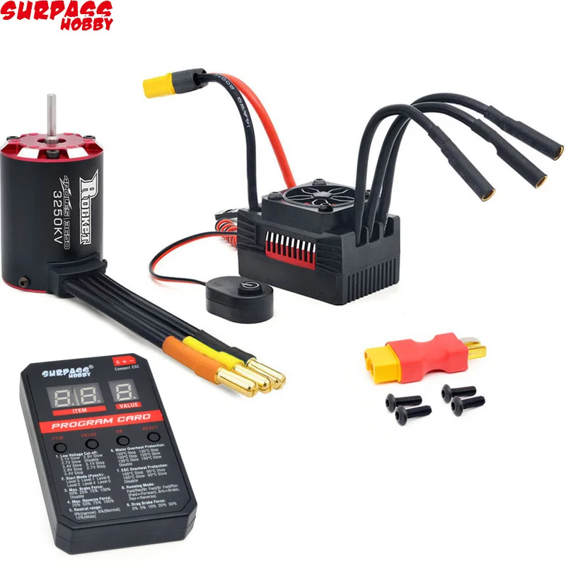 

Rocket V2 3650 5600KV / 4700KV / 4350KV / 3250KV Brushless Motor & 45A 60A ESC w/ Programme card Combo for 1:10 RC Car RC Boat