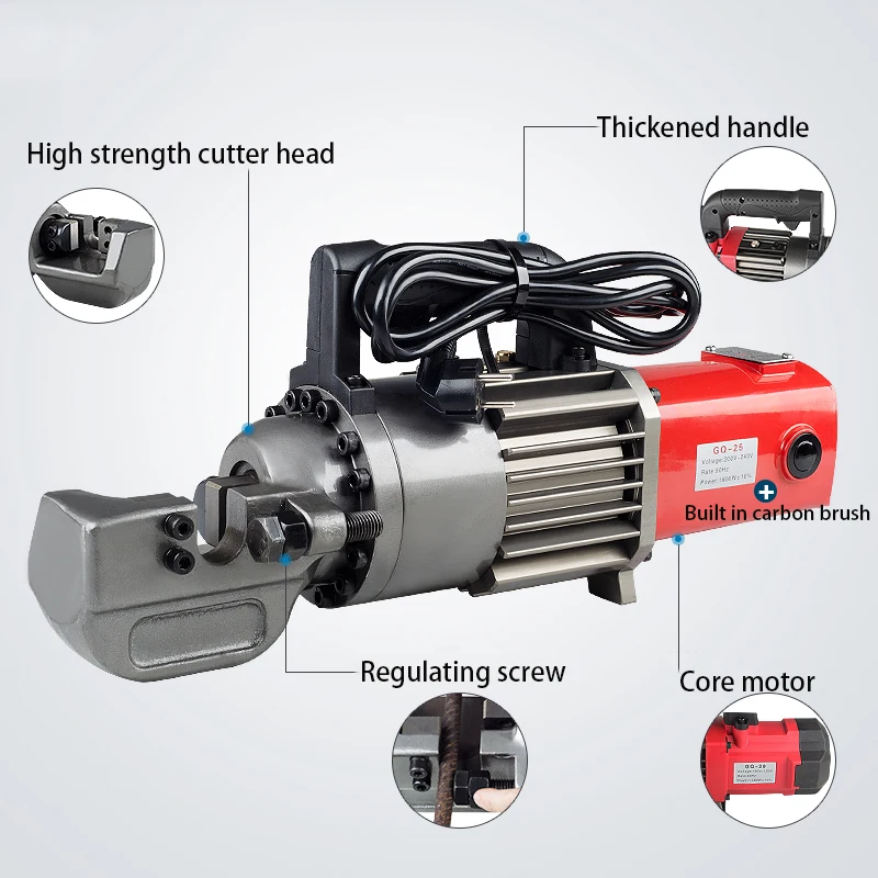 Reinforced Steel bar Cutter 4-25mm Portable Electric Hydraulic Steel bar Cutting machine Rebar Steel Cutting 4-cylinder Power