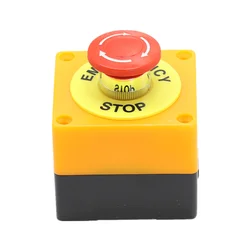 Plastic Shell Red Sign Push Button Switch DPST Mushroom Emergency Stop Button AC 660V 10A NO+NC LAY37-11ZS