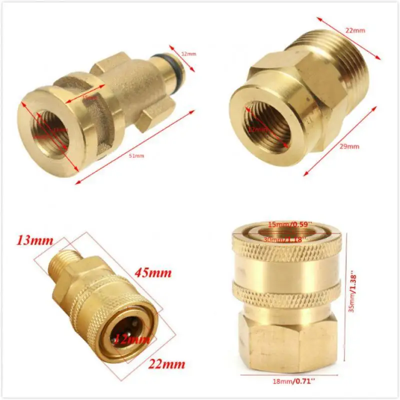 Adattatore per pistola ad acqua con connettore rapido ad alta pressione da 1/4 "giunti per rondella per auto accessori per l'irrigazione del giardino