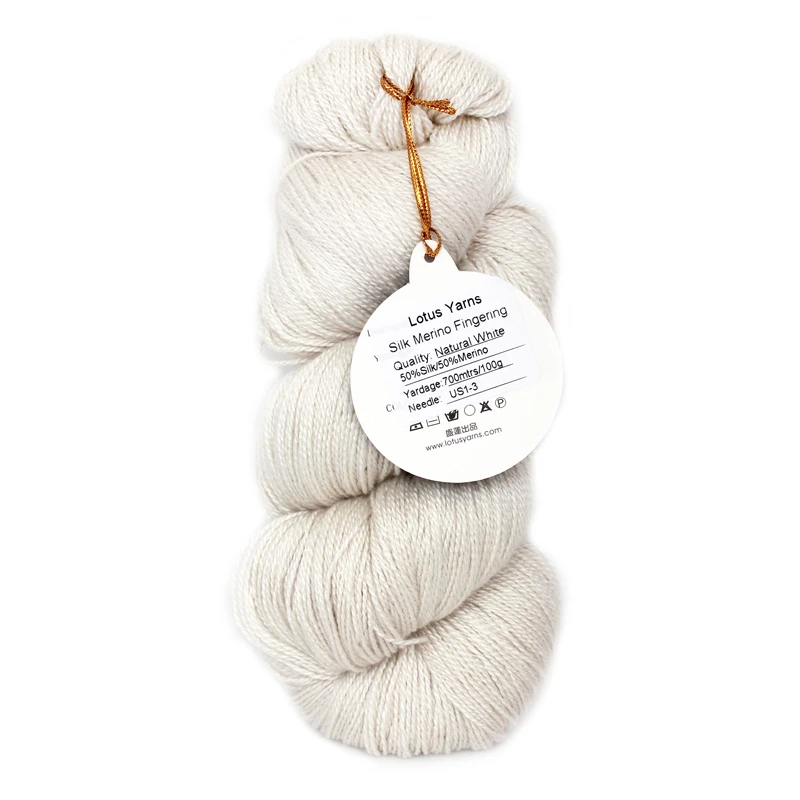 100g Silk Merino Yarn Fingering DK Weight Hand Knitting Crochet Undyed  DIY Natural White Soft High Quality