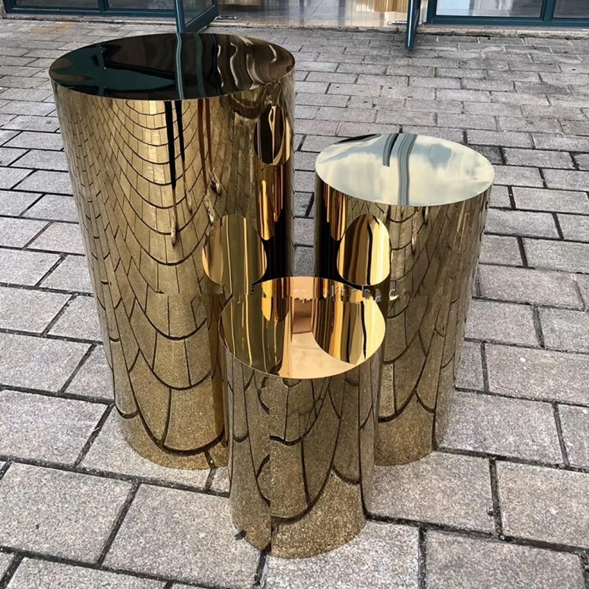 

3pcs/set)Wedding Party Decoration Pedestals Gold metal backdrop Plinths for stage decor AB0963