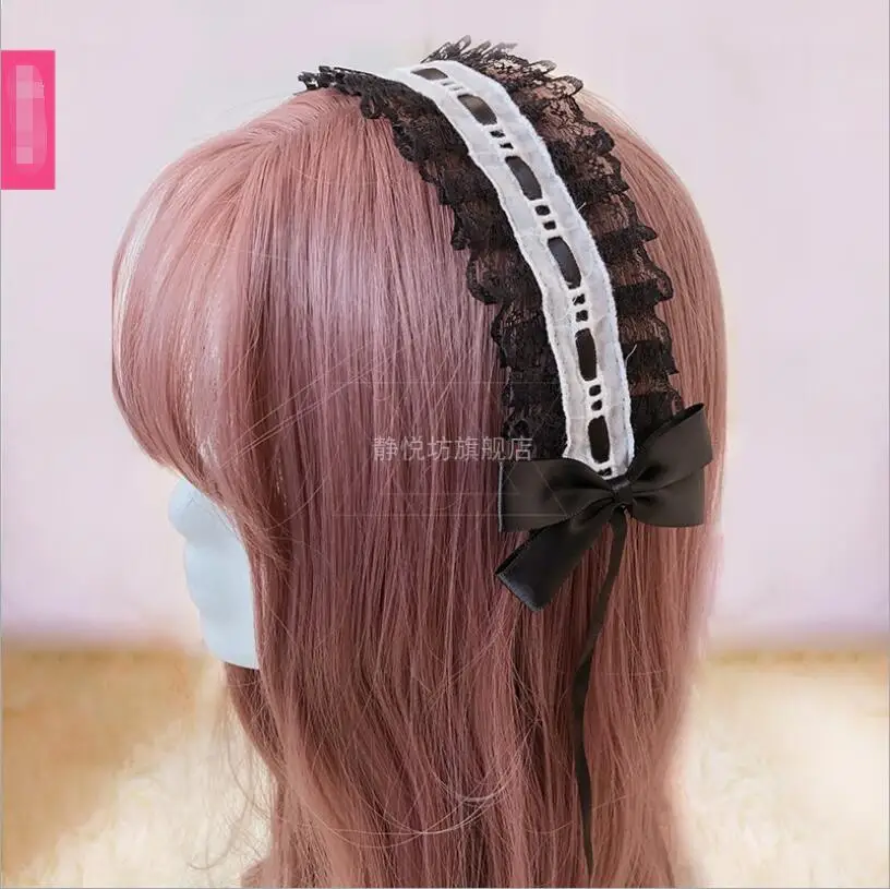 Diadema japonesa Kawaii Lolita para adolescentes, accesorios para el cabello KC, diadema Lolita, lazo de encaje, Cos Loli