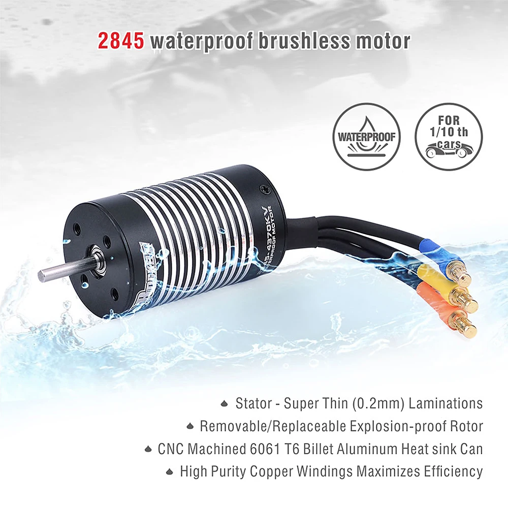 Rocket 2845 Waterproof Brushless Sensorless Motor 3100KV 3800KV 4370KV 5000KV for 1/12 1/14 2S RC Car and 3S Racing Car