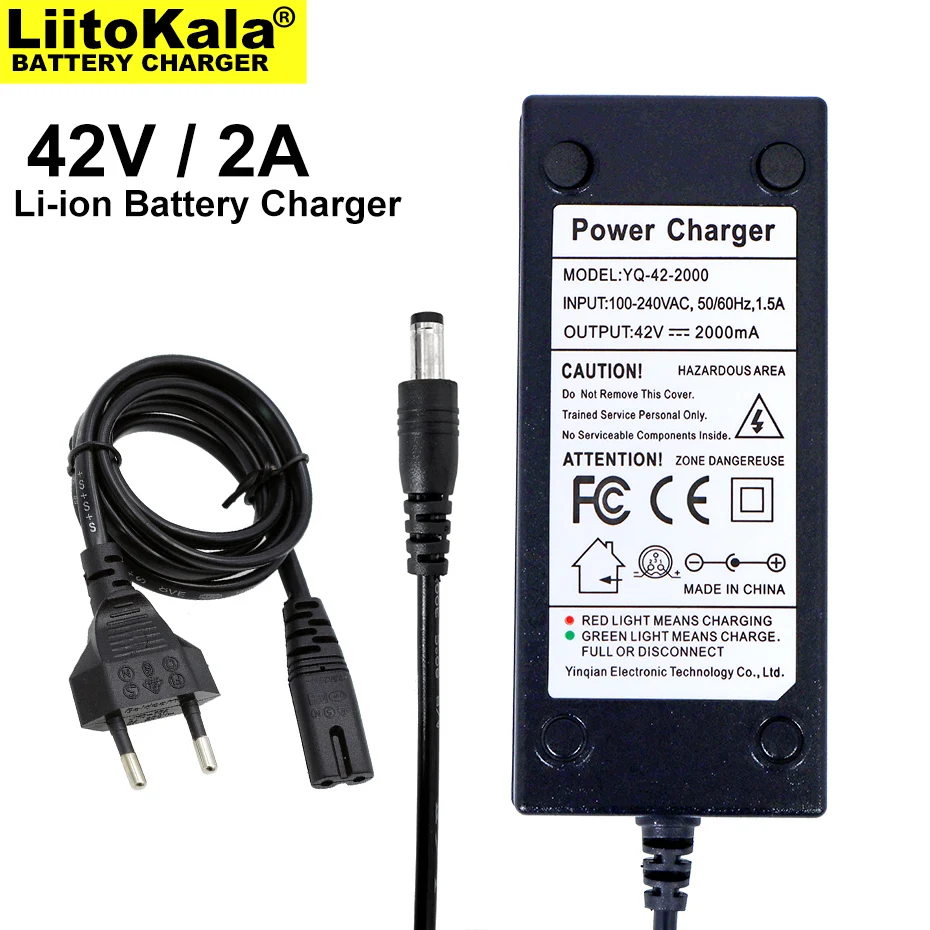 1-20PCS Liitokala 36V battery charger output 42V 2A charger input 100-240VAC lithium ion charger for 10S 36V