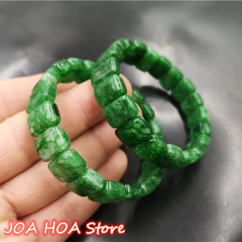 Natural Green Hand Carved Jade Fashion Boutique Jewelry Emerald Bracelet