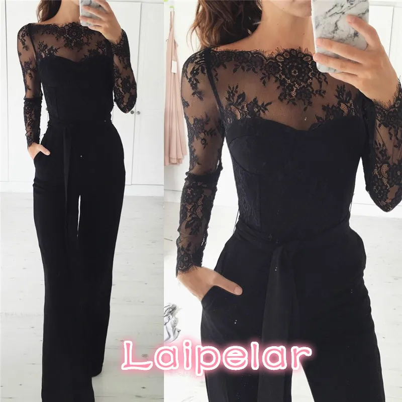 2021 Elegant Ladies Jumpsuit Off-Shoulder Lace Tight-Fitting Fashionable Birthday Club Overalls White Lucky Ladies Jumpsuit