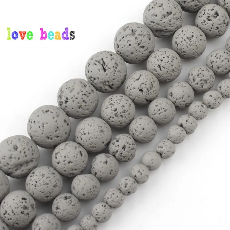 4/6/8/10mm Natural Grey Hematite Lava Stone Round Beads Spacer Loose Matte Beads For Jewelry Making Diy Bracelet Necklace 15\