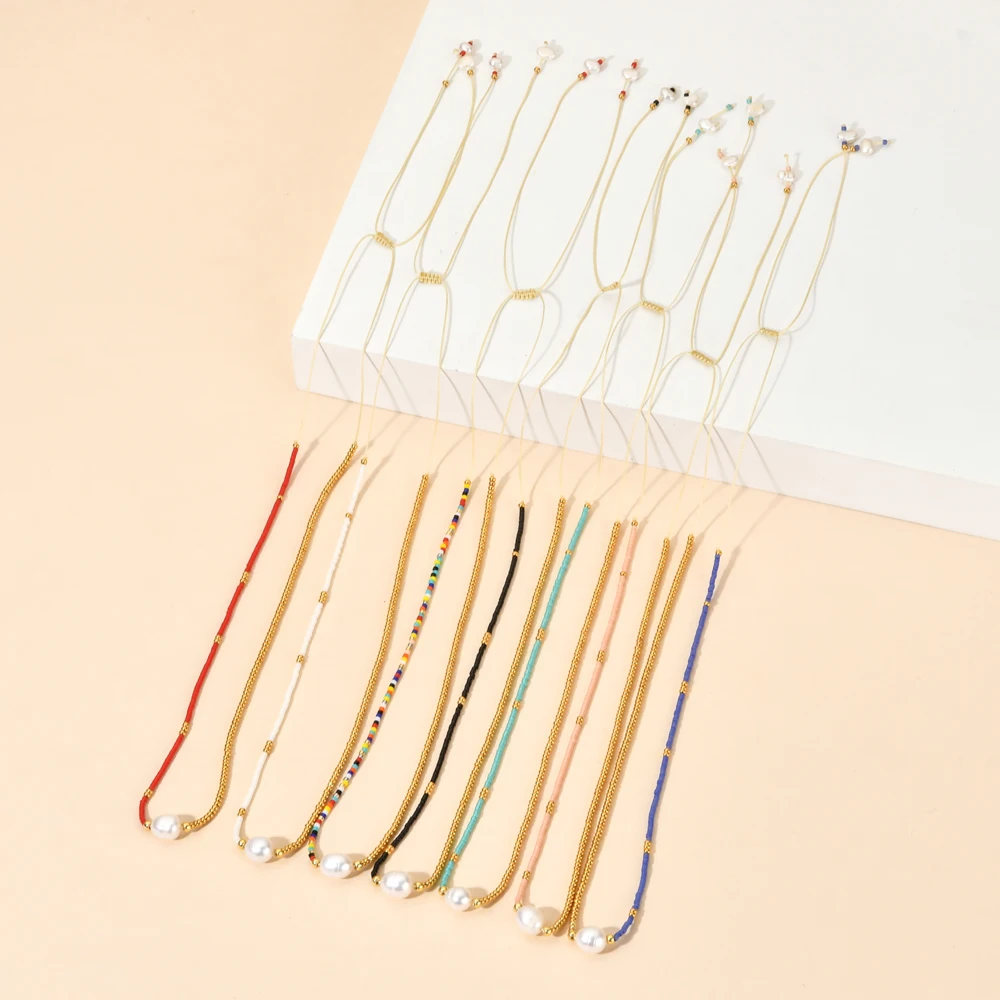 ZMZY Thin Choker Handemade Necklace MIYUKI Beads Natural Pearl Necklaces for Women Girls Gifts Fashion Classic Collar Jewelry