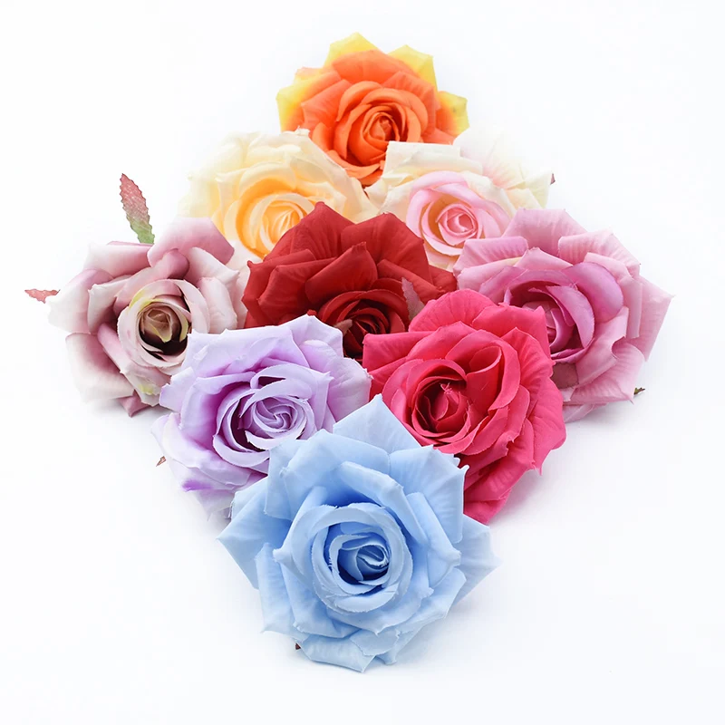 

6 Pieces Silk Roses Head Cheap Fake Flowers for Scrapbooking Christmas Decorations for Home Wedding Bridal Accessories Clearance