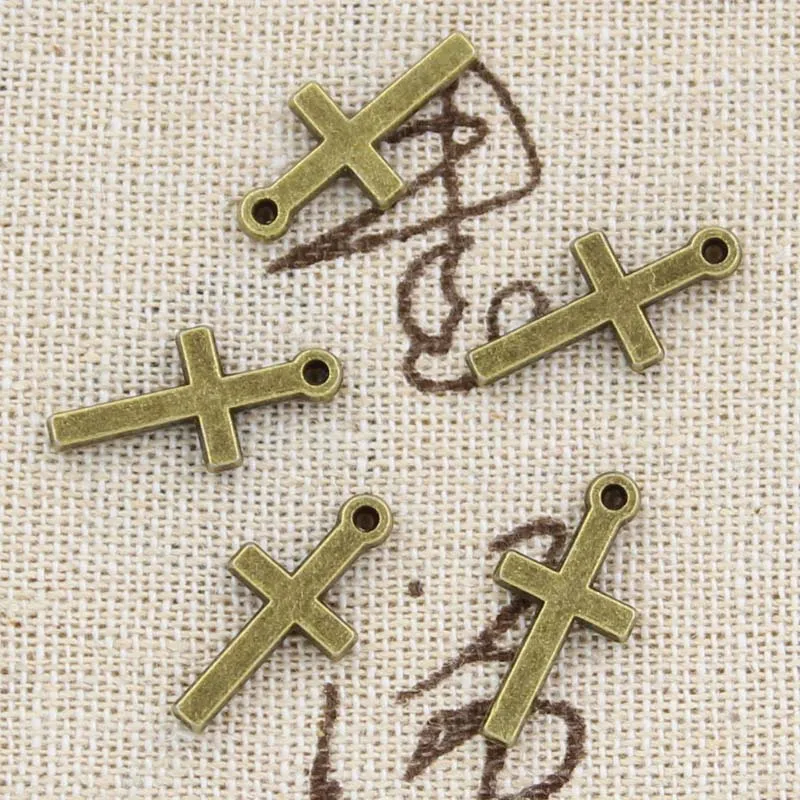 50pcs Charms Cross 9x19mm Antique Bronze Silver Color Pendants DIY Necklace Crafts Making Findings Handmade Tibetan Jewelry