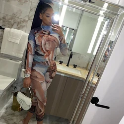 Aesthetic Printed Fitness Women Long Jumpsuits Autumn Fashion Long Sleeve Vintage One Piece Bodycon Overalls Sporty Hot