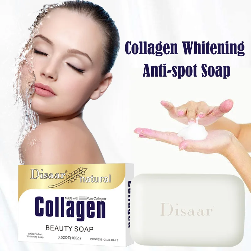 5pcs Natural Collagen Facial Soap Double Whitening Made With 100% Pure Collagen Protein Soap Anti-Aging Moisturizer Oil Control