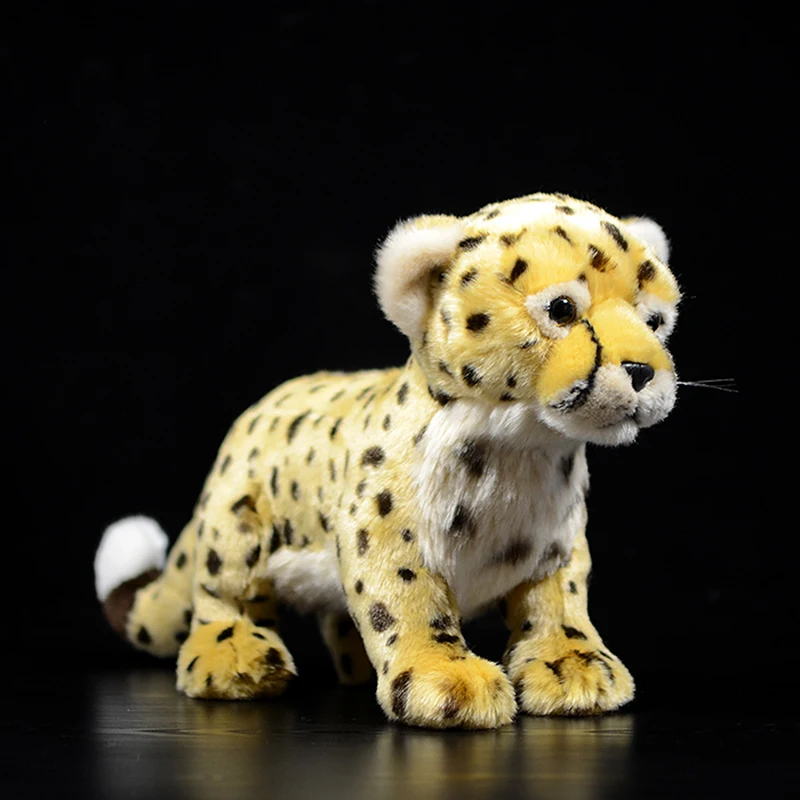 

Lifelike Simulation Standing Cheetah Stuffed Plush Toy Cute Soft Yellow India Acinonyx jubatus Doll Birthday Gift for Kids Model