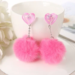 1Pair Cute stud earring multicolours heart resin earring  with Puffer Ball Earrings Fashion For Women ChildrenJewelry Gift