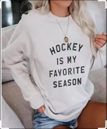 

Sugarbaby New Arrival hockey is my favorite season Jumper Long Sleeve Fashion Sweatshirt grunge Tumblr Pullover Hipster Tops