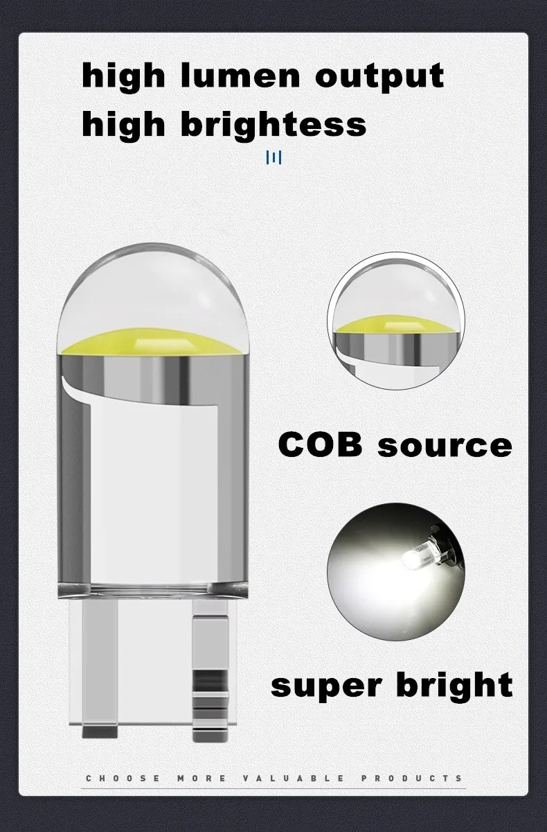 10 Stücke 24 V T10 Cob W5W 194 168 T10 LED Auto Lichter Birne Led Gehäuse Dome Licht Instrument Lampe – Detail 4