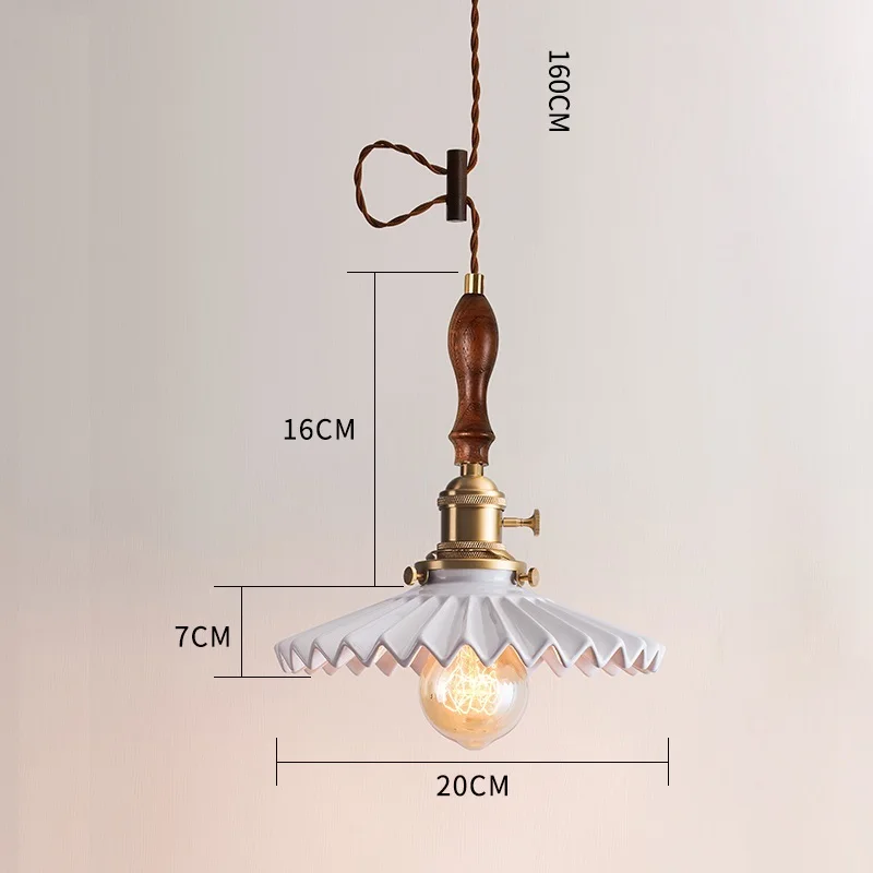 Iwhd-luminária pendente estilo japonês, luminária moderna, em cerâmica, branca, cobre, madeira, para quarto e sala de estar