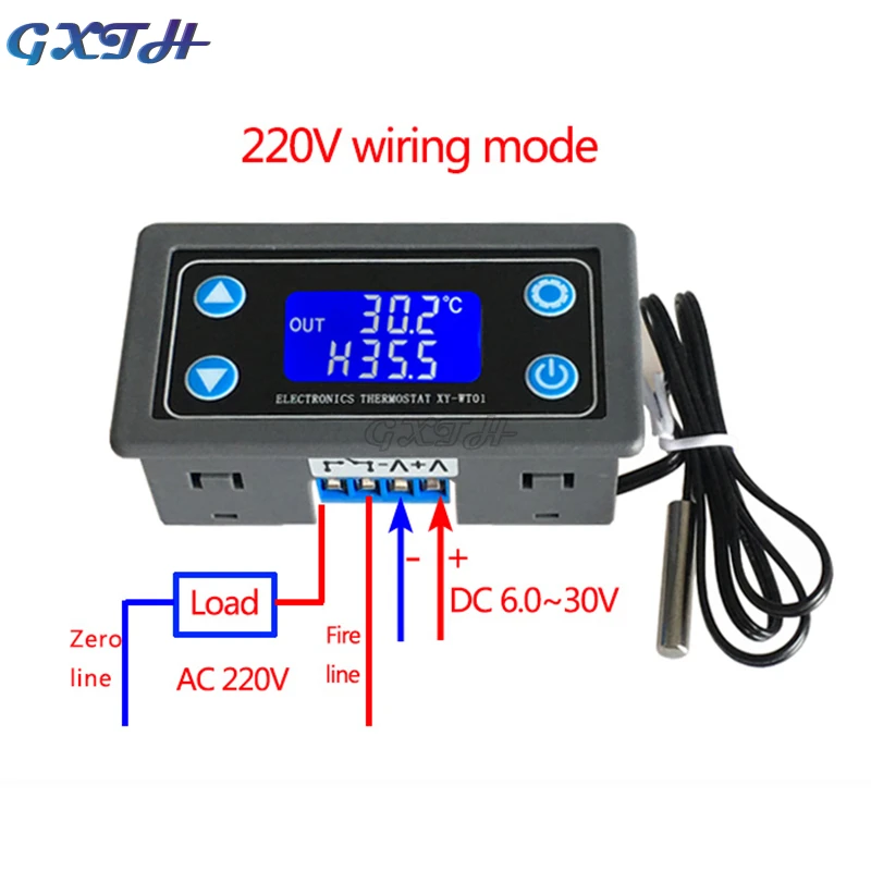 10A Thermostat Digitale Temperatur Controller DC 6V-30V Thermische Regler Thermoelement Thermostat LCD Display Sensor 12V 24V