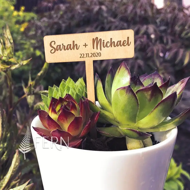 

Custom Name Wedding Favors, Planter Stakes Rectangle