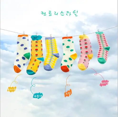 

1-8 Year Autumn and winter child socks small flower dot socks baby kids girls tube socks