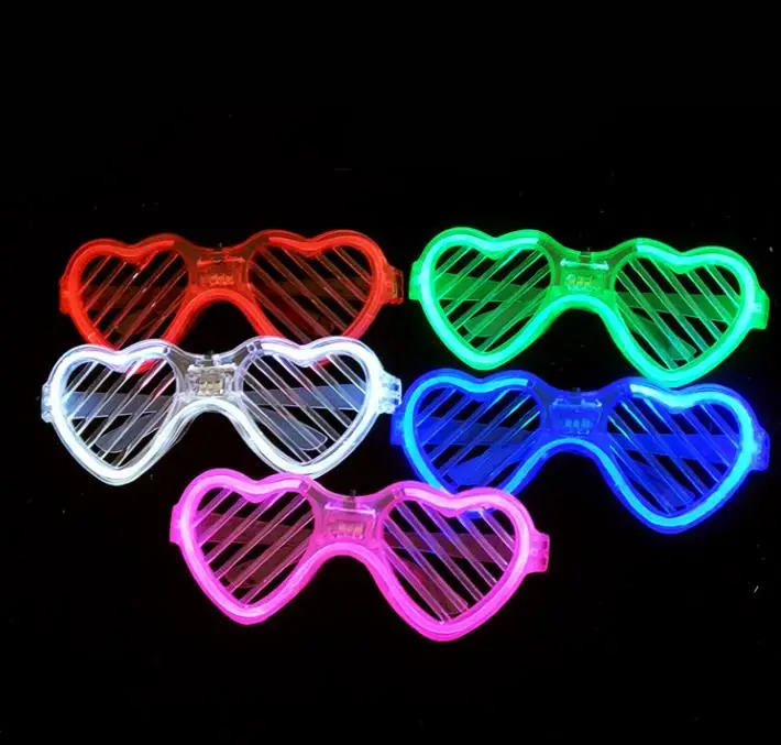 

LED Light Up Shutter Shades Sunglasses Neon Flashing Heart Glowing Glasses Party Decoration for Adults Kids 50pcs