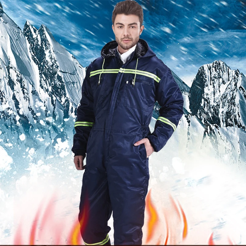 Winter Work Clothing Cotton Padded Jumpsuit Fishing Suit Antifouling Durable Overalls Workshop Suit Thick Cold Storage Coveralls